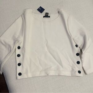 Forever 21 White Top with black buttons NWT